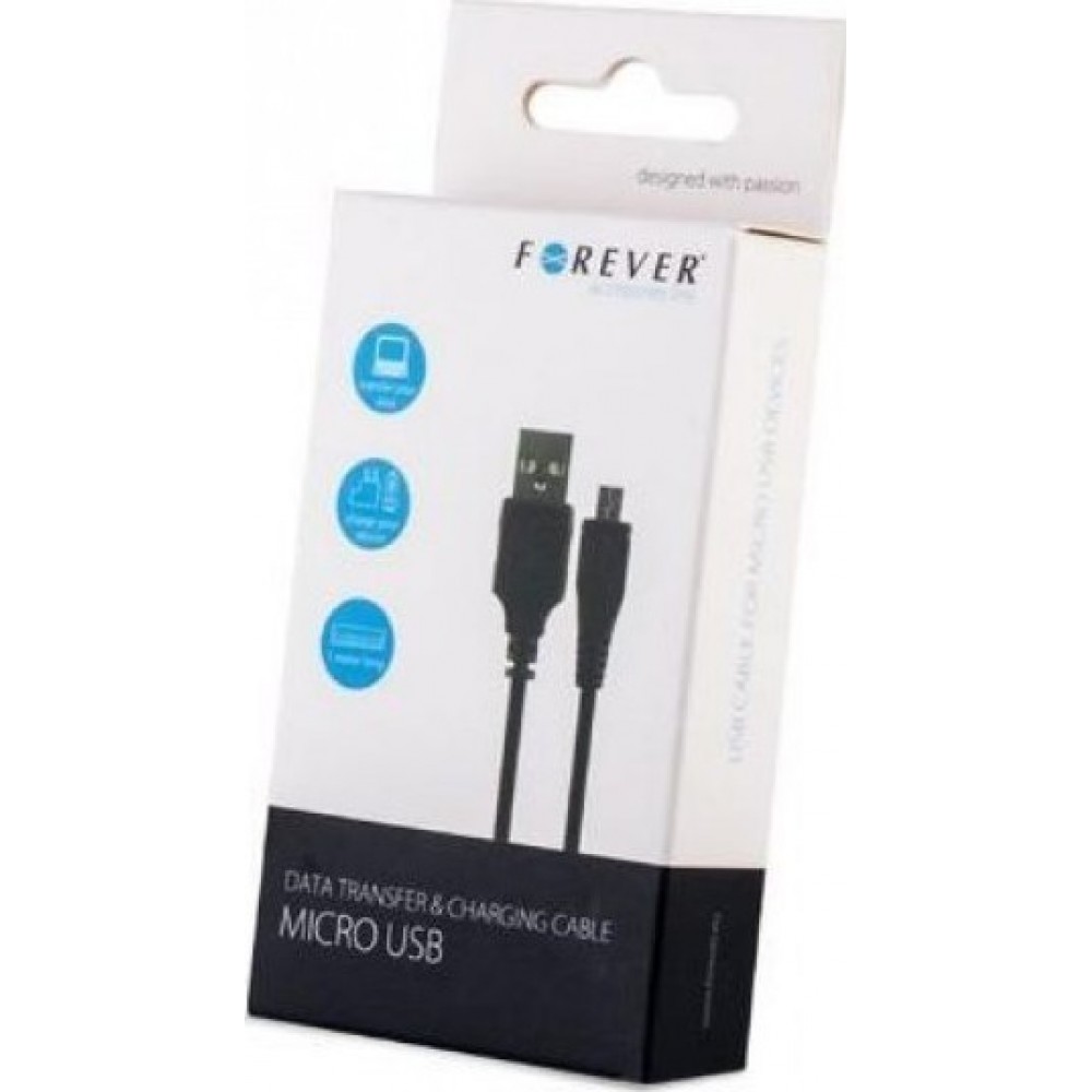 Forever Regular USB 2.0 to micro USB Cable Μαύρο 1m Computers & Office